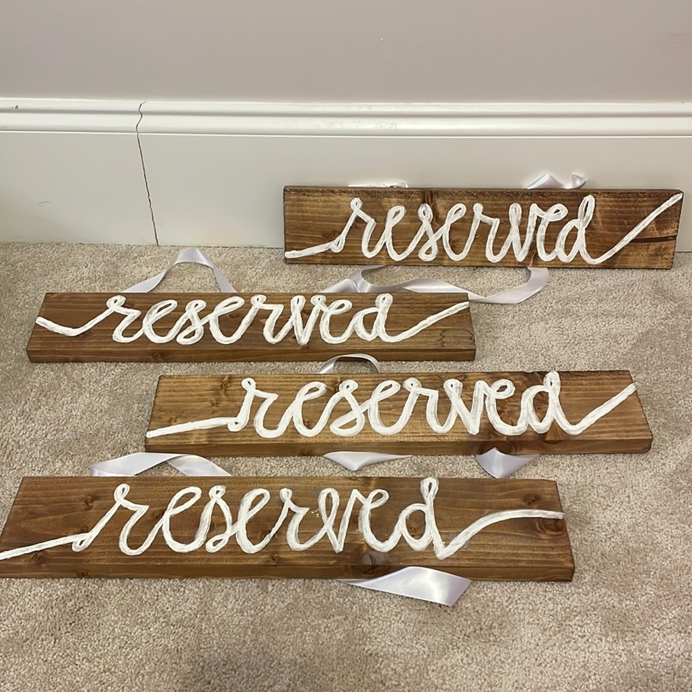 Reserved Seating Wooden Aisle Markers, Set of 4